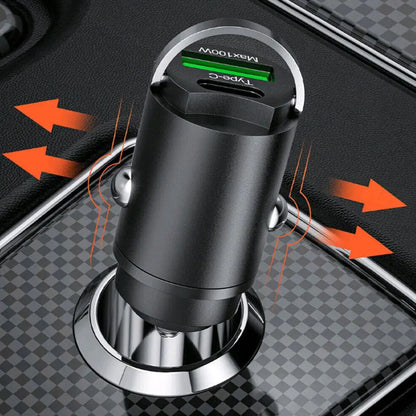 Olaf Pull 100W PD+QC Fast Charging Mini Car Charger USB C Car Phone Charger Adapter For iPhone 13 12 Samsung D9X5