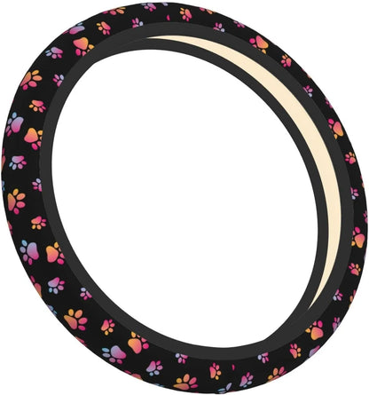 Paw Print Steering Wheel Cover Universal Fit